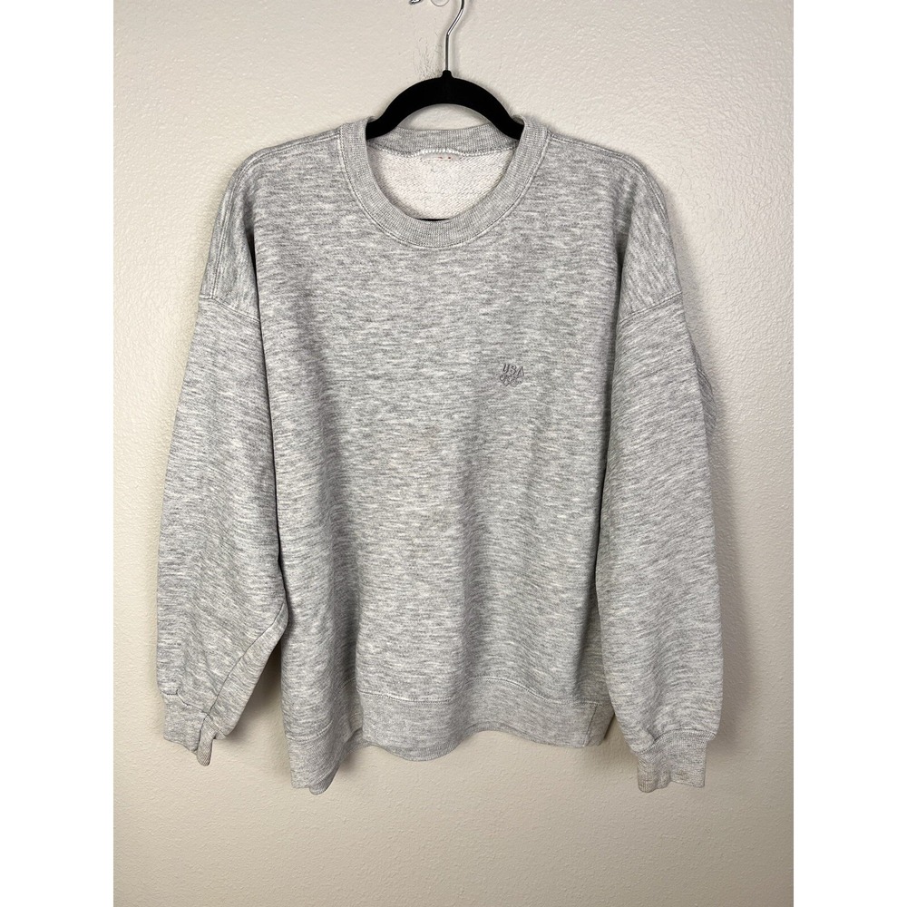 VINTAGE USA Sweatshirt Mens Large‎ Gray Crewneck Olympics Logo Pullover Sweater